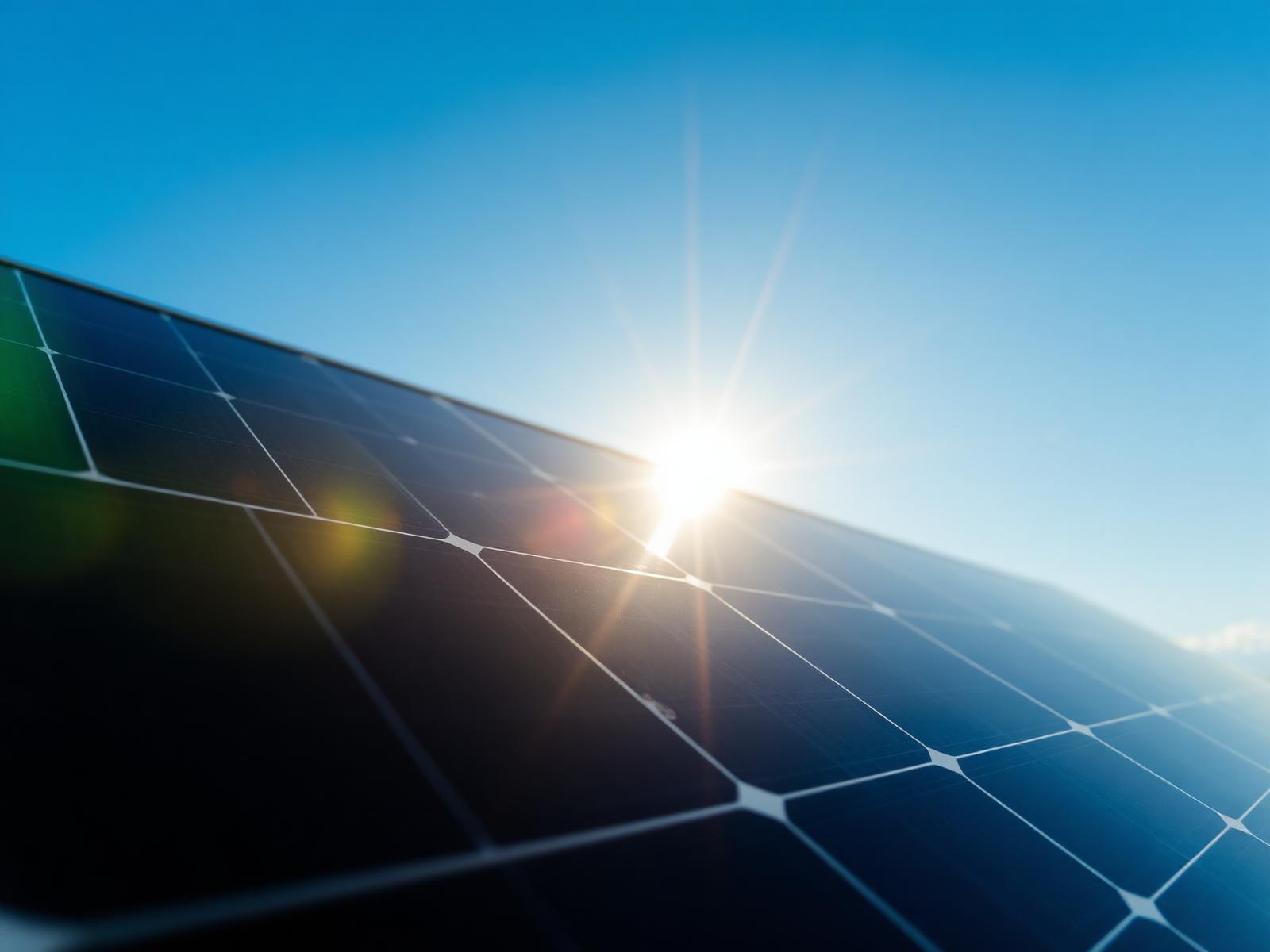 Detalle de paneles solares premium